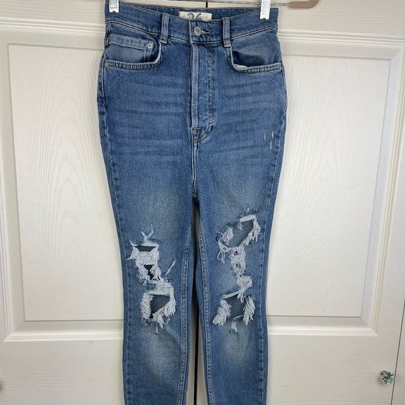 Free People Blue Phoenix Distressed Skinny Jeans Size 26 NEW - Picture 3 of 7